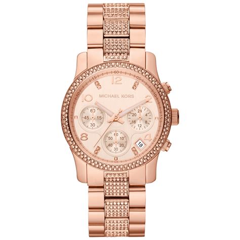 michael kors runway gold and pink watch|Michael Kors chronograph watch women.